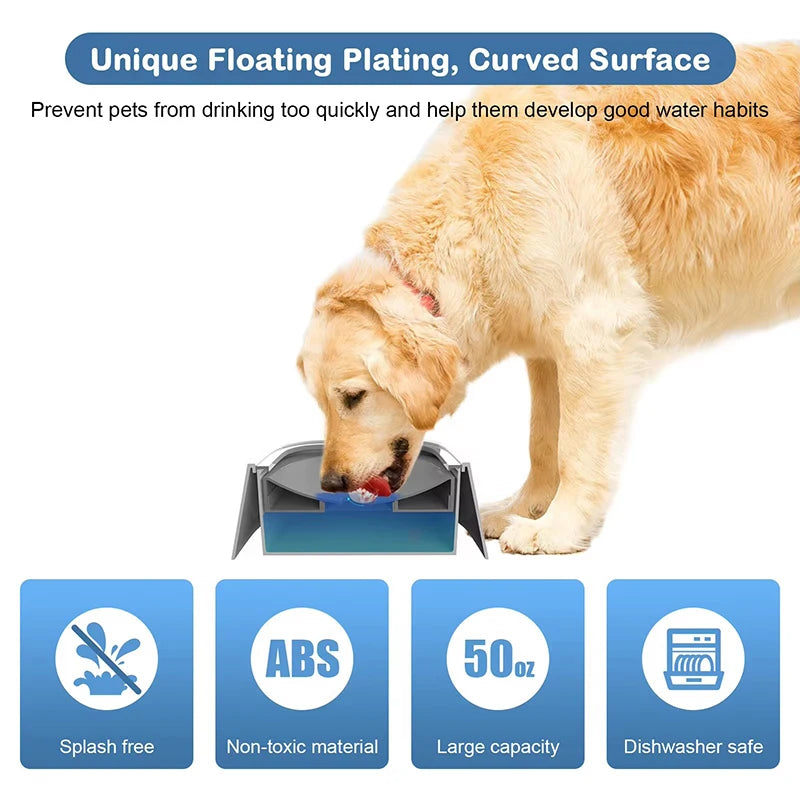 Rovio© Pet Water Fountain with Floating Plates| No Spill Dog Water Bowl