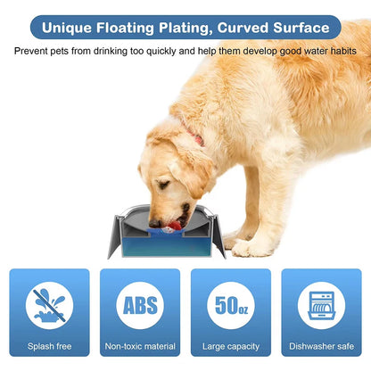 Rovio© Pet Water Fountain with Floating Plates| No Spill Dog Water Bowl